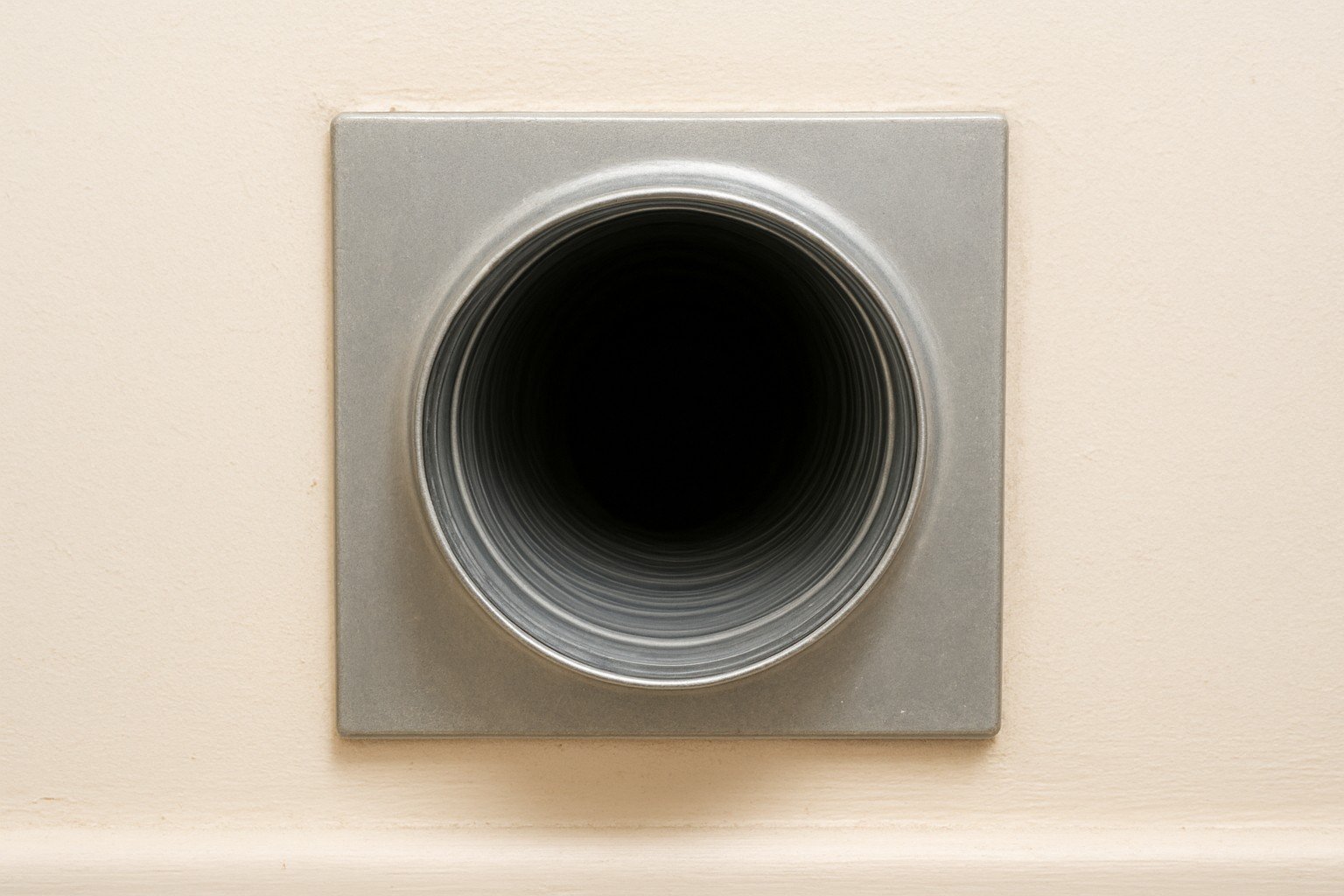 Dirty air duct before professional cleaning showing dust buildup